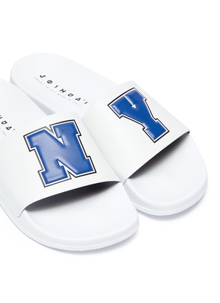 Detail View - Click To Enlarge - JOSHUA SANDERS - 'N.Y.' appliqué slide sandals
