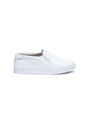Main View - Click To Enlarge - AKID - 'Liv' heart embossed leather kids skate slip-ons