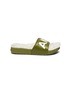 Main View - Click To Enlarge - AKID - 'Aston' logo band faux fur sole kids sandals