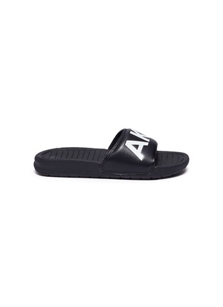 Main View - Click To Enlarge - AKID - 'Aston' logo band kids sandals