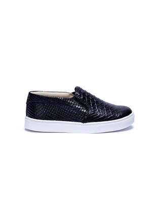 Main View - Click To Enlarge - AKID - 'Liv' snake embossed leather kids skate slip-ons