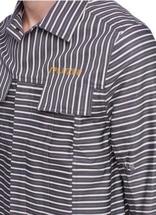 Detail View - Click To Enlarge - SIKI IM / DEN IM - Slogan embroidered stripe twill shirt jacket