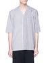 Main View - Click To Enlarge - SIKI IM / DEN IM - Contrast outseam mix stripe patchwork shirt