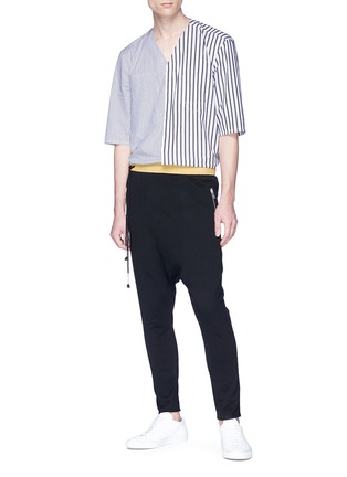 Figure View - Click To Enlarge - SIKI IM / DEN IM - Contrast outseam mix stripe patchwork shirt