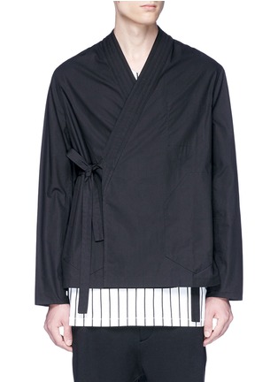 Main View - Click To Enlarge - SIKI IM / DEN IM - Stripe trim poplin kimono jacket