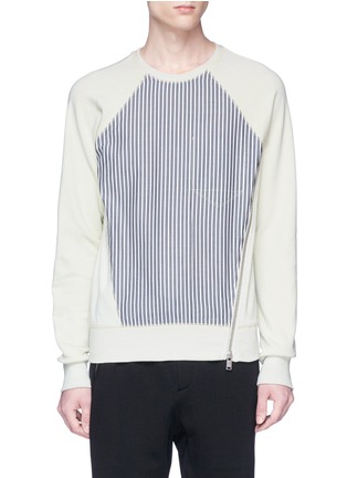 Main View - Click To Enlarge - SIKI IM / DEN IM - Stripe panel asymmetric zip sweatshirt