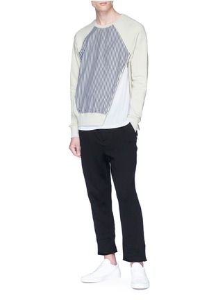 Figure View - Click To Enlarge - SIKI IM / DEN IM - Stripe panel asymmetric zip sweatshirt