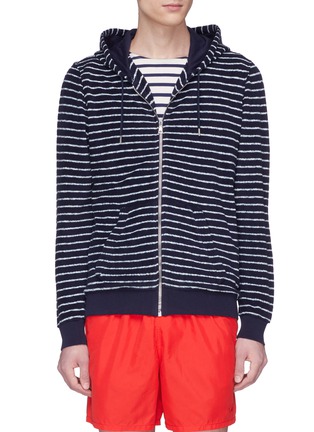 Main View - Click To Enlarge - ORLEBAR BROWN - 'Thurloe' stripe terry zip hoodie