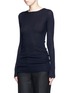 Front View - Click To Enlarge - HELMUT LANG - Frayed ruche cashmere rib knit sweater