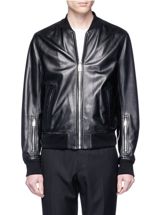 Main View - Click To Enlarge - - - Sleeve zip lambskin leather jacket