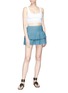 Figure View - Click To Enlarge - ALAÏA - Diamond cutout tiered knit mini skirt
