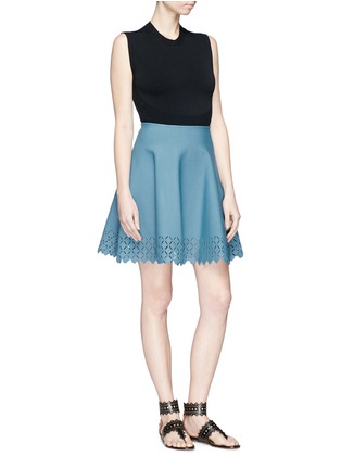 Figure View - Click To Enlarge - ALAÏA - Diamond cutout knit skirt