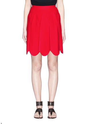 Main View - Click To Enlarge - ALAÏA - Pleated scalloped knit tulip mini skirt