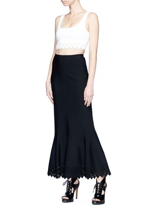 Figure View - Click To Enlarge - ALAÏA - Diamond cutout knit maxi fishtail skirt