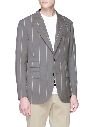 Front View - Click To Enlarge - CAMOSHITA - Peaked lapel pinstripe soft blazer