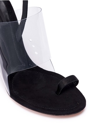 Detail View - Click To Enlarge - ALEXANDER WANG - 'Kaia' PVC vamp mismatched satin slingback sandals