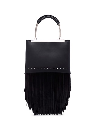 Main View - Click To Enlarge - ALEXANDER WANG - 'Dime' suede fringe small leather satchel
