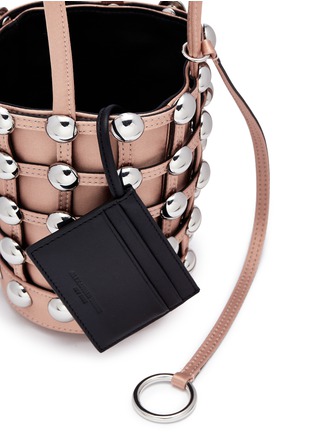 Detail View - Click To Enlarge - ALEXANDER WANG - 'Roxy' dome stud mini caged satin bucket bag