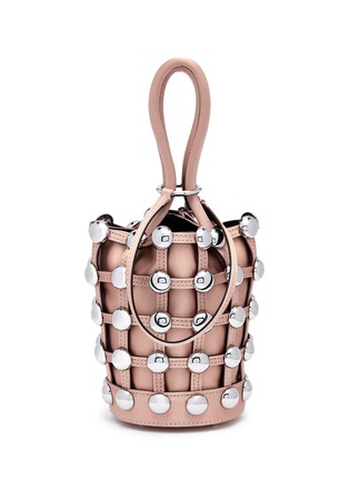 Main View - Click To Enlarge - ALEXANDER WANG - 'Roxy' dome stud mini caged satin bucket bag