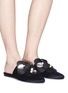 Figure View - Click To Enlarge - MERCEDES CASTILLO - 'Corella' paillette floral appliqué satin slide sandals