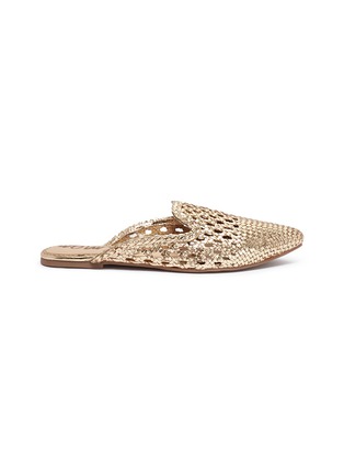 Main View - Click To Enlarge - SAM EDELMAN - 'Navya' open weave metallic leather slippers