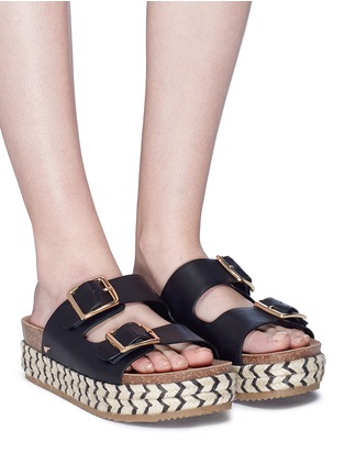 Figure View - Click To Enlarge - SAM EDELMAN - 'Oakley' buckled leather espadrille platform slides