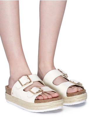 Figure View - Click To Enlarge - SAM EDELMAN - 'Oakley' buckled leather espadrille platform slides