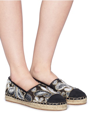 Figure View - Click To Enlarge - SAM EDELMAN - 'Krissy' paisley embroidered mesh espadrilles