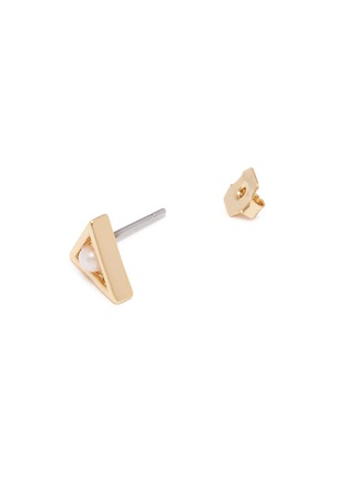 Detail View - Click To Enlarge - MICHELLE CAMPBELL - 'Nielsen' faux pearl triangle stud earrings