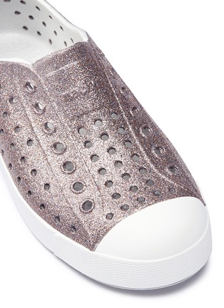 Detail View - Click To Enlarge - NATIVE  - 'Jefferson Bling Glitter' coated perforated toddler slip-on sneakers