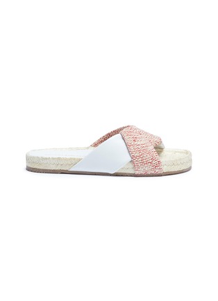 Main View - Click To Enlarge - PALOMA BARCELÓ - 'Tamarisco' tweed leather panel slide sandals