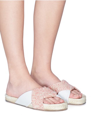 Figure View - Click To Enlarge - PALOMA BARCELÓ - 'Tamarisco' tweed leather panel slide sandals