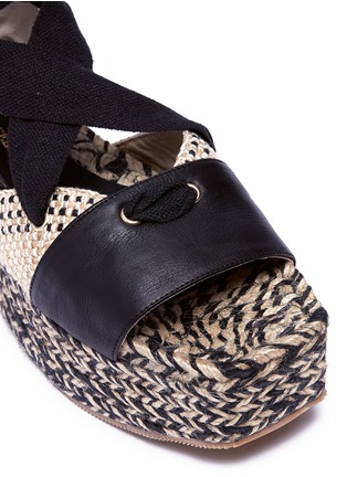 Detail View - Click To Enlarge - PALOMA BARCELÓ - 'Nerine-C' lace up weave espadrille platform sandals