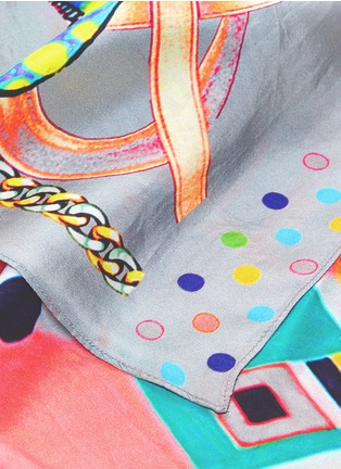 Detail View - Click To Enlarge - PASHMA - Dog collage print silk satin scarf