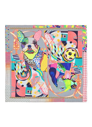 Main View - Click To Enlarge - PASHMA - Dog collage print silk satin scarf
