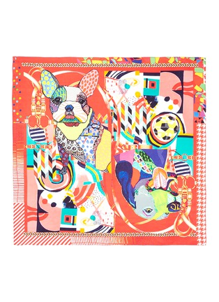 Main View - Click To Enlarge - PASHMA - Dog collage print silk satin scarf