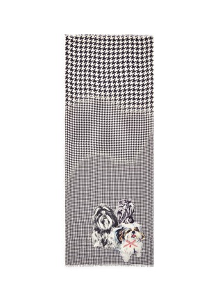 Main View - Click To Enlarge - PASHMA - 'Fluffy Dog' print houndstooth scarf