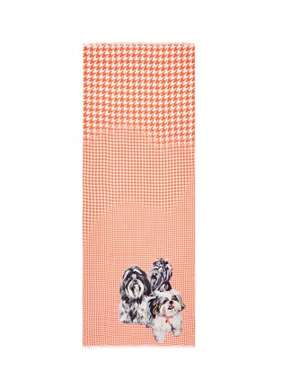 Main View - Click To Enlarge - PASHMA - 'Fluffy Dog' print houndstooth scarf