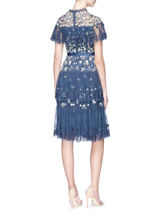 Figure View - Click To Enlarge - NEEDLE & THREAD - Floral embellished tiered ruffle tulle dress