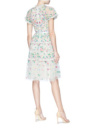 Figure View - Click To Enlarge - NEEDLE & THREAD - 'Lazy Daisy' ruffle floral embroidered tulle dress