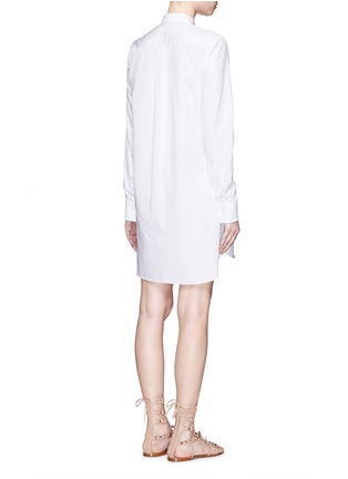 Back View - Click To Enlarge - VALENTINO GARAVANI - Lace panel cotton poplin high-low shirt dress
