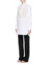 Figure View - Click To Enlarge - VALENTINO GARAVANI - Lace panel cotton poplin high-low shirt dress