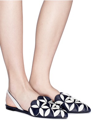 Figure View - Click To Enlarge - MERCEDES CASTILLO - 'Madee' geometric petal leather slingback flats
