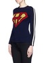 Front View - Click To Enlarge - VALENTINO GARAVANI - 'Super H' superman icon wool sweater