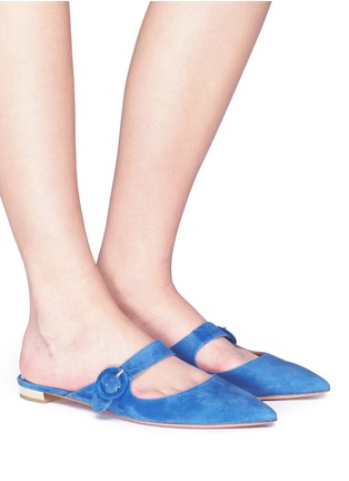 Figure View - Click To Enlarge - AQUAZZURA - 'Blossom' suede Mary Jane slides