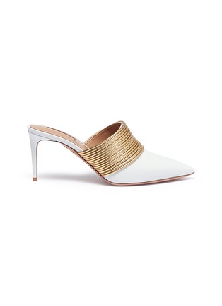 Main View - Click To Enlarge - AQUAZZURA - 'Rendez Vous' metallic band leather mules
