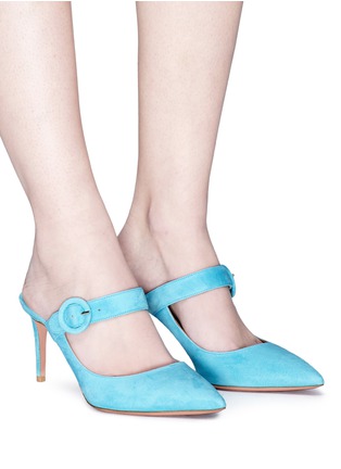 Figure View - Click To Enlarge - AQUAZZURA - 'Blossom' suede Mary Jane mules
