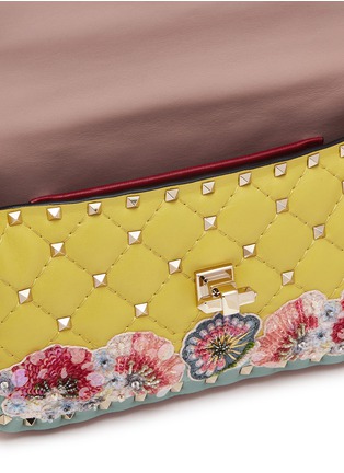 Detail View - Click To Enlarge - VALENTINO GARAVANI - 'Rockstud Spike' floral embellished small leather crossbody bag