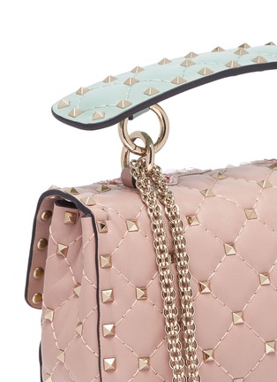 Detail View - Click To Enlarge - VALENTINO GARAVANI - 'Rockstud Spike' floral embellished small leather crossbody bag