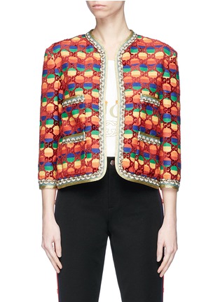 Main View - Click To Enlarge - GUCCI - GG rhombus rainbow cropped hopsack jacket
